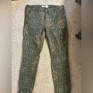 Anthropologie Women's Patterned Chinos - Green and Brown